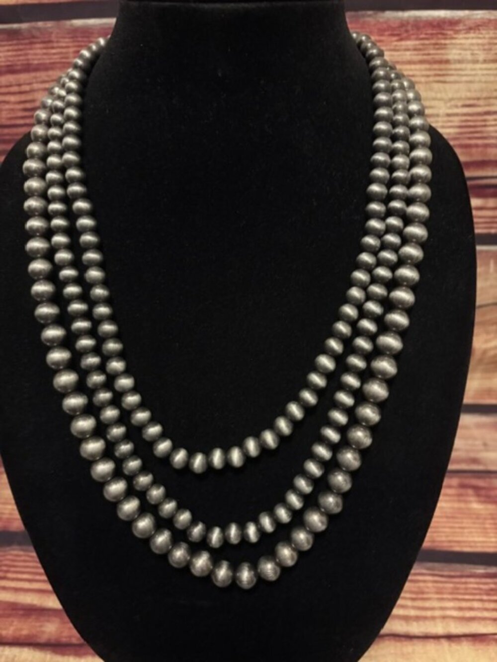 ISAC Handmade 3-strand Navajo Pearl Style Western Necklace & Earrings 24" NWT